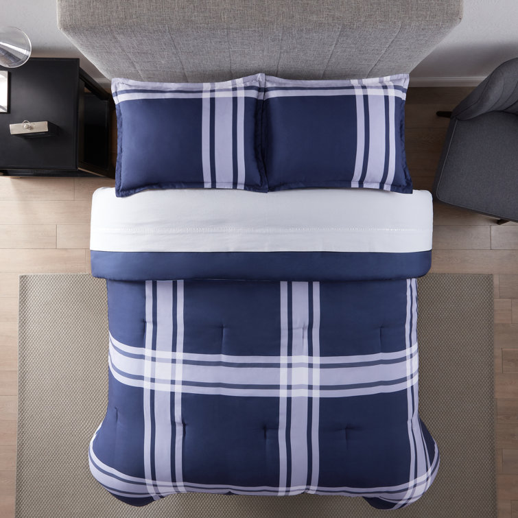 Serta Simply Clean Jax Plaid Antimicrobial Complete Bedding Set With Sheets & Reviews Wayfair